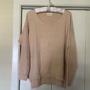 Dreamers soft peach exposed seam sweater. Size large.